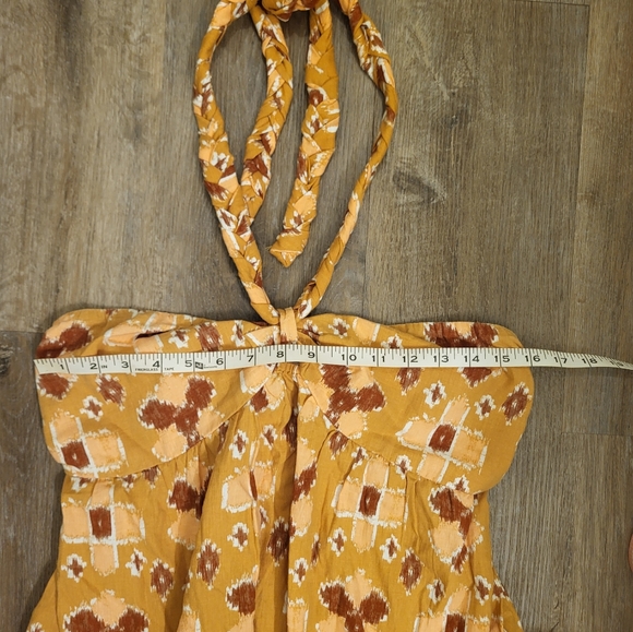 Aerie Linen Blend High Low Halter Maxi Sundress Size Large Yellow,Pink & Red - Picture 15 of 16